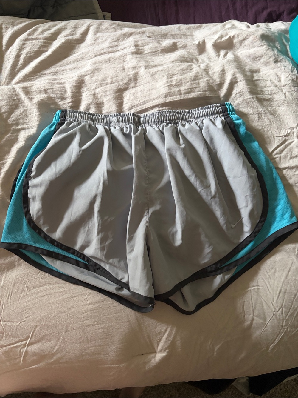 Light Gray and Teal Women's Nike Running Shorts